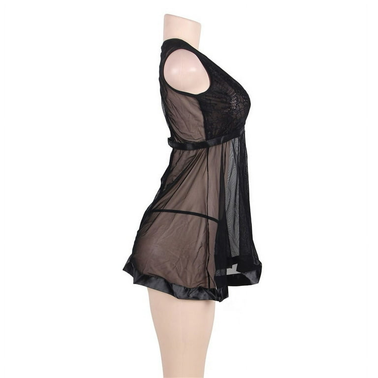 lace trim sleep dress porn Women'S Erotic Sleepwear Sexy Women Lingerie Night Sleepwear Nightgown Deep See Through Sexy Sheer Lingerie-B Black: Clothing, Shoes & Jewelry Hot Selling Solid Color Polyester
