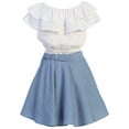 thumbnail image 2 of Big Girl 3 Pieces Ruffle Top Skirt Necklace Summer Clothing Skirt Set Outfit Outfit White Denim 8 JKS 2130S BNY Corner, 2 of 4