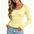 thumbnail image 5 of Zormilly Long Sleeve Shirts for Women Ribbed Knit Crew Neck Slim Fitted Fall Outfits 2026 Fashion Ruched Basic Tees, S-2XL, 5 of 9
