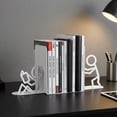thumbnail image 3 of Unique Bargains 2Pcs Decorative Metal Minimalist Humanoid Book Ends White 3.1*2.5*7.7inch, 3 of 5