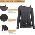 thumbnail image 3 of SWQZVT Womens Tops Cold Shoulder Long Sleeve Twist Knot Top Sexy Tunic T Shirts Casual Darkgray Blouse Size XL, 3 of 6