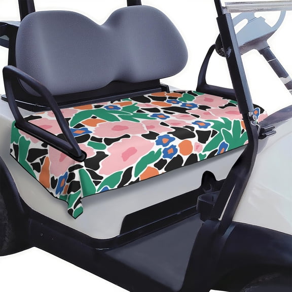Bright Flowers Print 51x31 Golf Cart Seat Covers, Non-Slip Towel Blanket for Standard Front Seats on Golf & Neighborhood Electric Vehicles