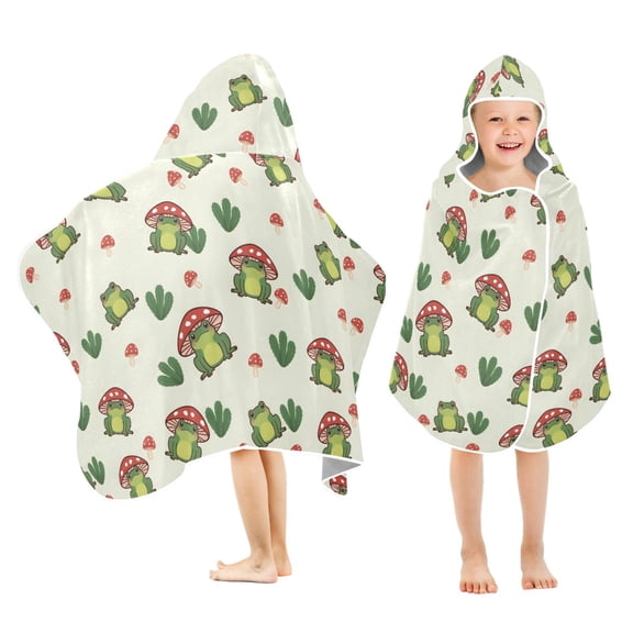 joogoo Frogs Mushrooms Kids Hooded Beach Towel Baby Bath Towel 23.5"x50"