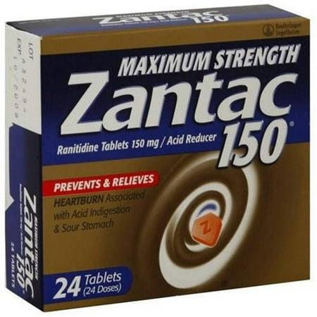 Zantac Maximum Strength Acid Reducer 150mg, 24 CT (Pack of 6)