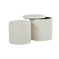 thumbnail image 4 of Maverick Contemporary Nesting Ottoman Set in Cream Faux Leather with Textured Accent by, 4 of 5