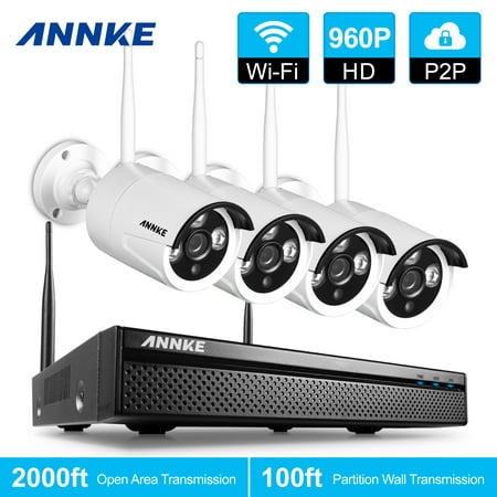 ANNKE 960P HD 4 Cameras 4CH Wireless Security System DVR 1.3MP Bullet Cam Surveillence Kit With No Hard Drive