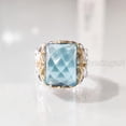 thumbnail image 3 of Blue Topaz Mans Ring, Checker Blue Topaz Gemstone Ring, November Birthstone, Two Tone Silver Jewelry, 925 Silver Ring, Designer Ring, Arabic Ring, Ottoman Turkish Ring, Christmas, Heavy Signet Ring, 3 of 8