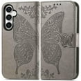 thumbnail image 2 of for Samsung Galaxy S23 FE Case Wallet,Women Butterfly Embossed PU Leather Flip Folio Cover Credit Card Holder Slots Stand with Wrist Strap Phone Case Wallet for Galaxy S23 FE 5G (Gray), 2 of 14