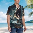thumbnail image 2 of Lsque Wave Sailboat Shark pattern Hawaiian Shirt for Men, Unisex Summer Beach Casual Short Sleeve Button Down Shirts-Large, 2 of 9