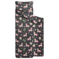 thumbnail image 2 of Unicorn and Flower Grey Pattern Teens Toddler Nap Mat with Pillow, Sleeping Mat Bag for Preschool Daycare 60"x20", 2 of 6