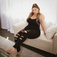 thumbnail image 6 of Plus Size Lola 2.0 Destroyed Jumpsuit - Black, 6 of 7