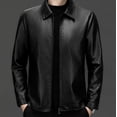 thumbnail image 5 of Zenithor Men's Faux Leather Jacket Lapel Collar Full Zip Lightweight Casual Outerwear Coat Side Pockets Black(XL-5XL), 5 of 9