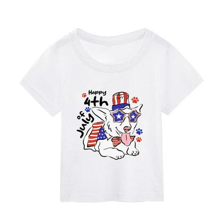 

Summer Independence Day Dog Printed Short Sleeved Top Worn Over Undershirt Long Sleeve Girls Girls T Shirts 2 Cute Rare Too Toddler Girl Girls Thermals 4t Girl Sweater Toddler T Shirts Girl s Shirts