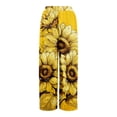 thumbnail image 5 of PEXLYCLU Boho Pants, Lounge Pants Women, Womens Lounge Pants, Boho Wide Leg Pants for Women Flowy Drawstring Floral Palazzo Pants Baggy Tropical Hawaiian Pull On Beach Pant, Earthy Yellow 2XL, 5 of 8