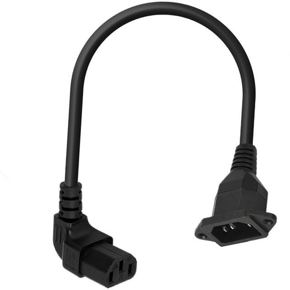 BELOWSYALER 90 Degree C13 Female to C14 Male with Screw Hole Adapter Extension Cord IEC320 C14 to C13 Up/Down/Left/Right Angled Cord
