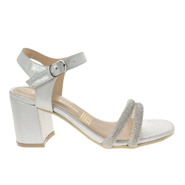 Sandalias Ariana color plata con pedrería 24.0 Dorothy Gaynor Sandalias Ariana color plata con pedrería 24.0