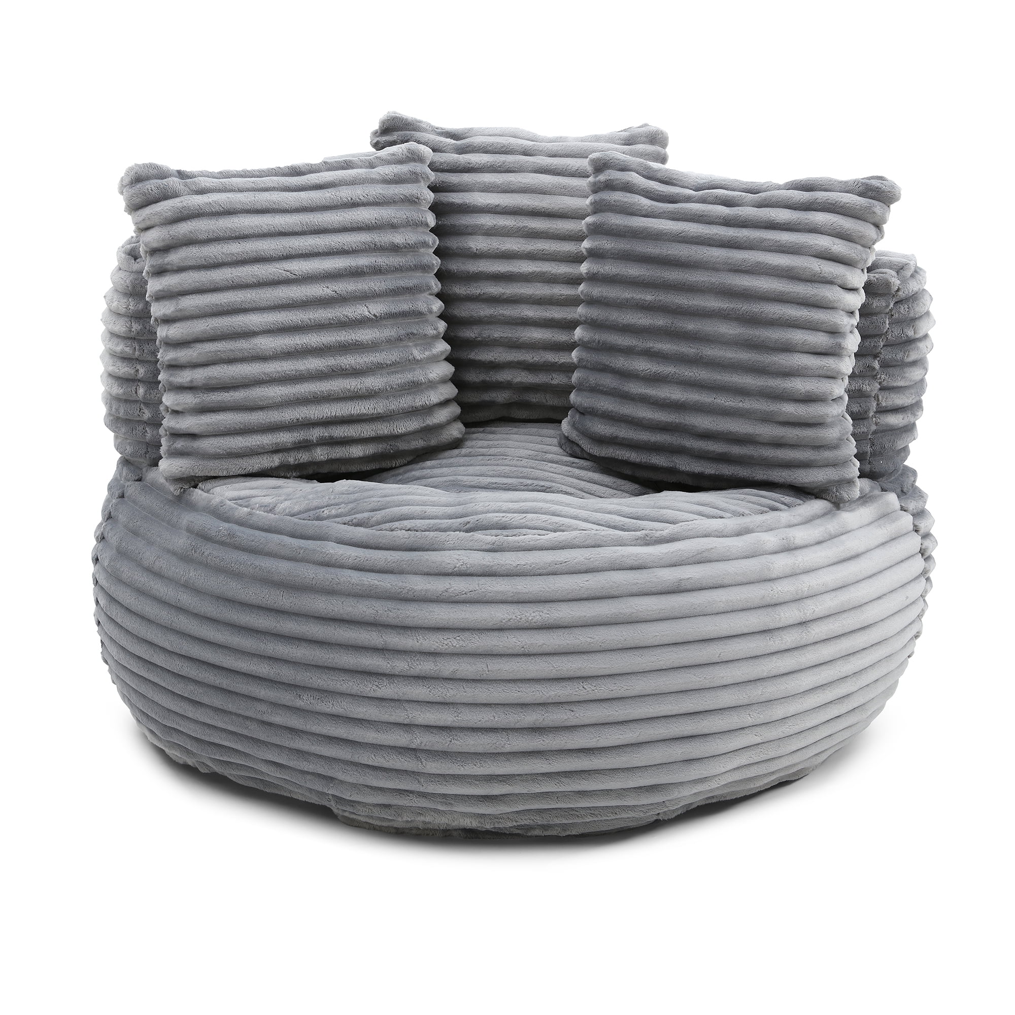 Leumius Lazy Sofa,Corduroy Fabric Oversized Bean Bag Sofa with High Back,Lounge Floor Sofa for Gaming,Reading Living Room Bedroom Office,Gray