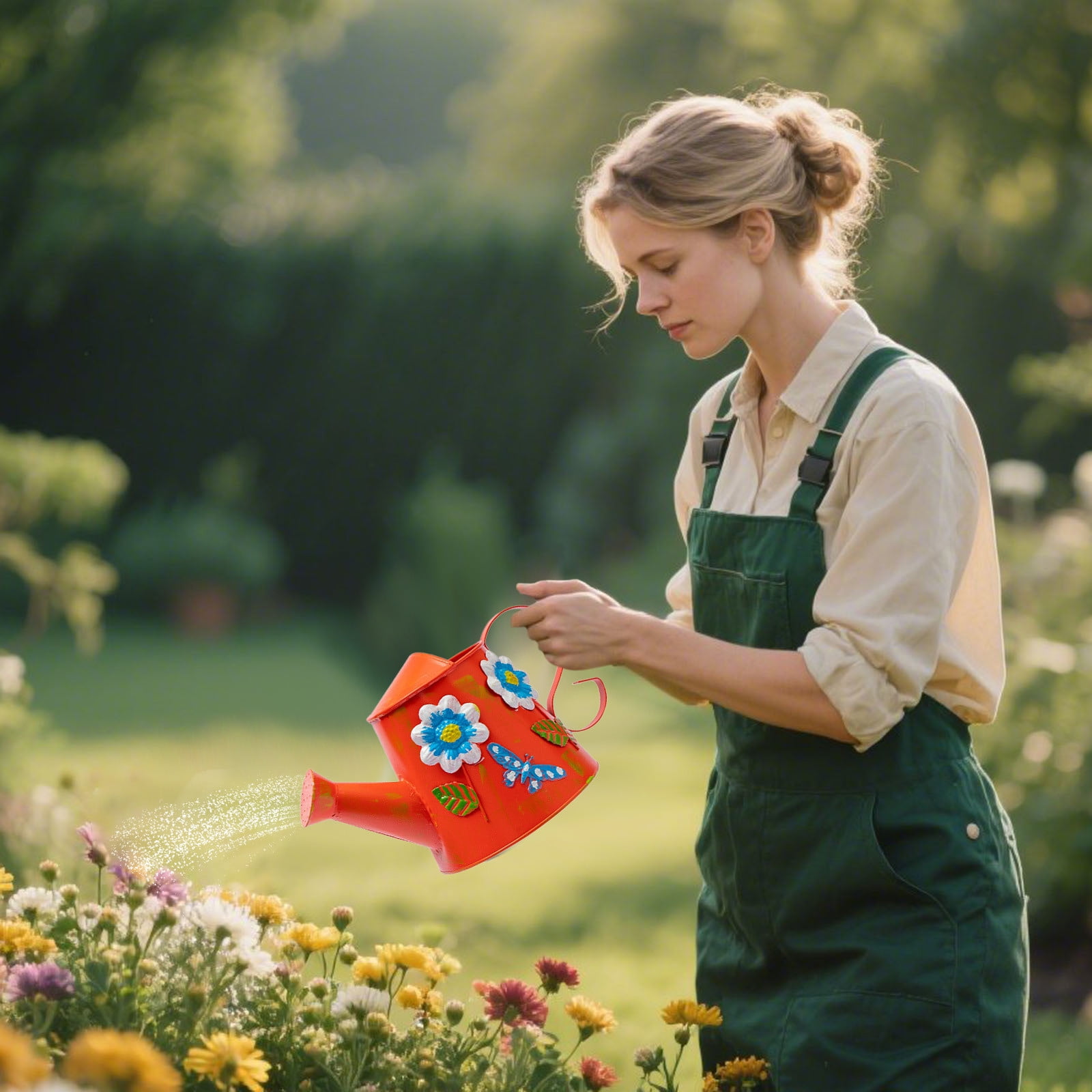 Metal Watering Can Large Capacity Garden Kettle with Long Spout for Indoor and Outdoor Care