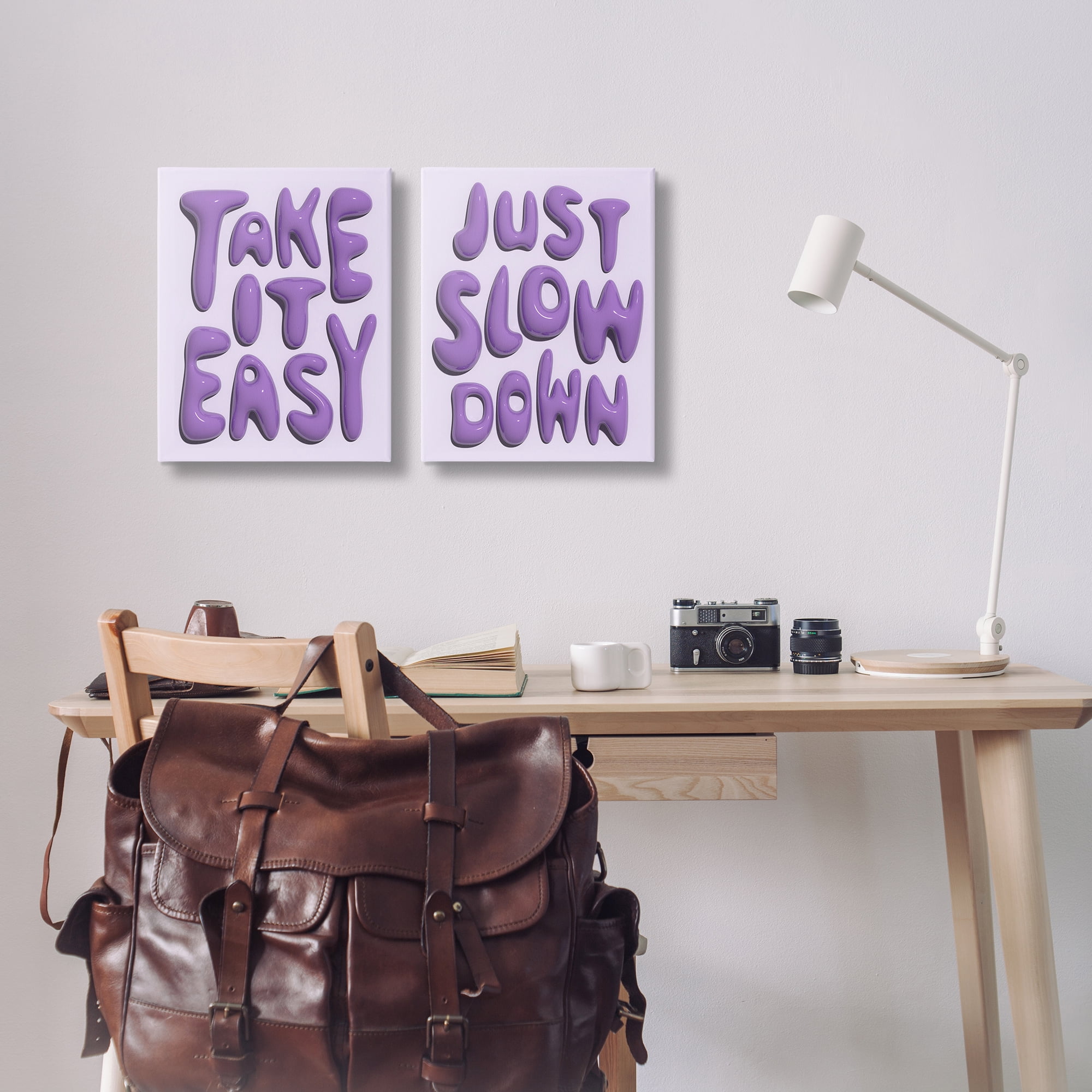 Stupell Industries Slow Down Take It Easy Text & Numbers Painting Wrapped Canvas Art Print Wall Art, 16 x 20, Set of 2
