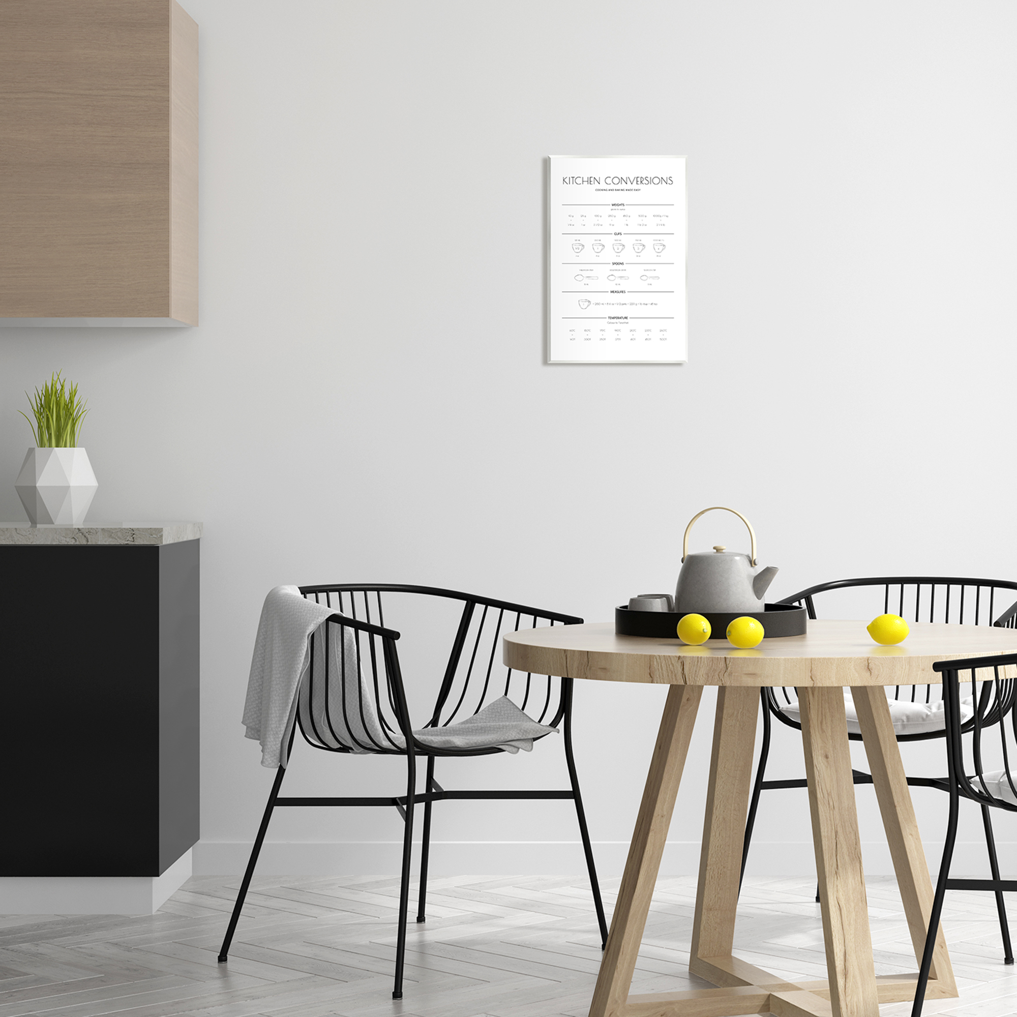 Stupell Home Décor Kitchen Conversion Guide Minimal Design Universal Measurements, 16 x 20, Designed by Martina Pavlova, White Frame