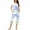 Blue, variant on Tnhcen Refreshing 2-Piece Women's Striped Print Summer Pajama Set Smooth Short Sleeve Capri Pants with Pockets S-3XL