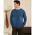 thumbnail image 2 of Kallspin Men's Cotton Crew Neck Sweater Regular Fit Long Sleeve Pullover Casual Cozy Stylish Sweater((Blue,Large), 2 of 9