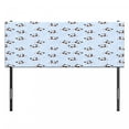 thumbnail image 3 of Panda Headboard, Muzzles Panda Illustration with Happy Sad Funny Surprised Faces Different Expressions, Upholstered Decorative Metal Bed Headboard with Memory Foam, Full Size, Black Blue, by Ambesonne, 3 of 4