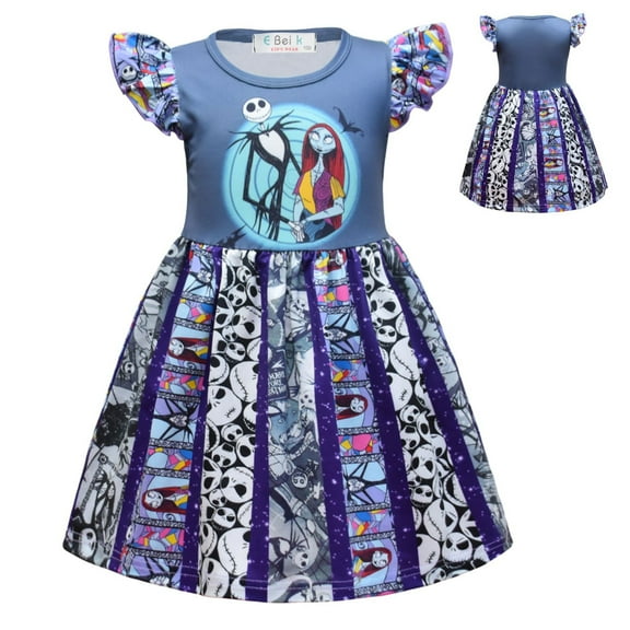 Girls Sally Copslay Dress The Nightmare Before Christmas Toddler Kids Halloween Party Costume