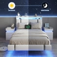 thumbnail image 4 of IDEALSOUL Full Size Floating Bed Frame with Upholstered Storage Headboard, Metal Platform Bed with Charging Station & LED,No Box Spring Needed,Easy to Assemble (Full,White), 4 of 13