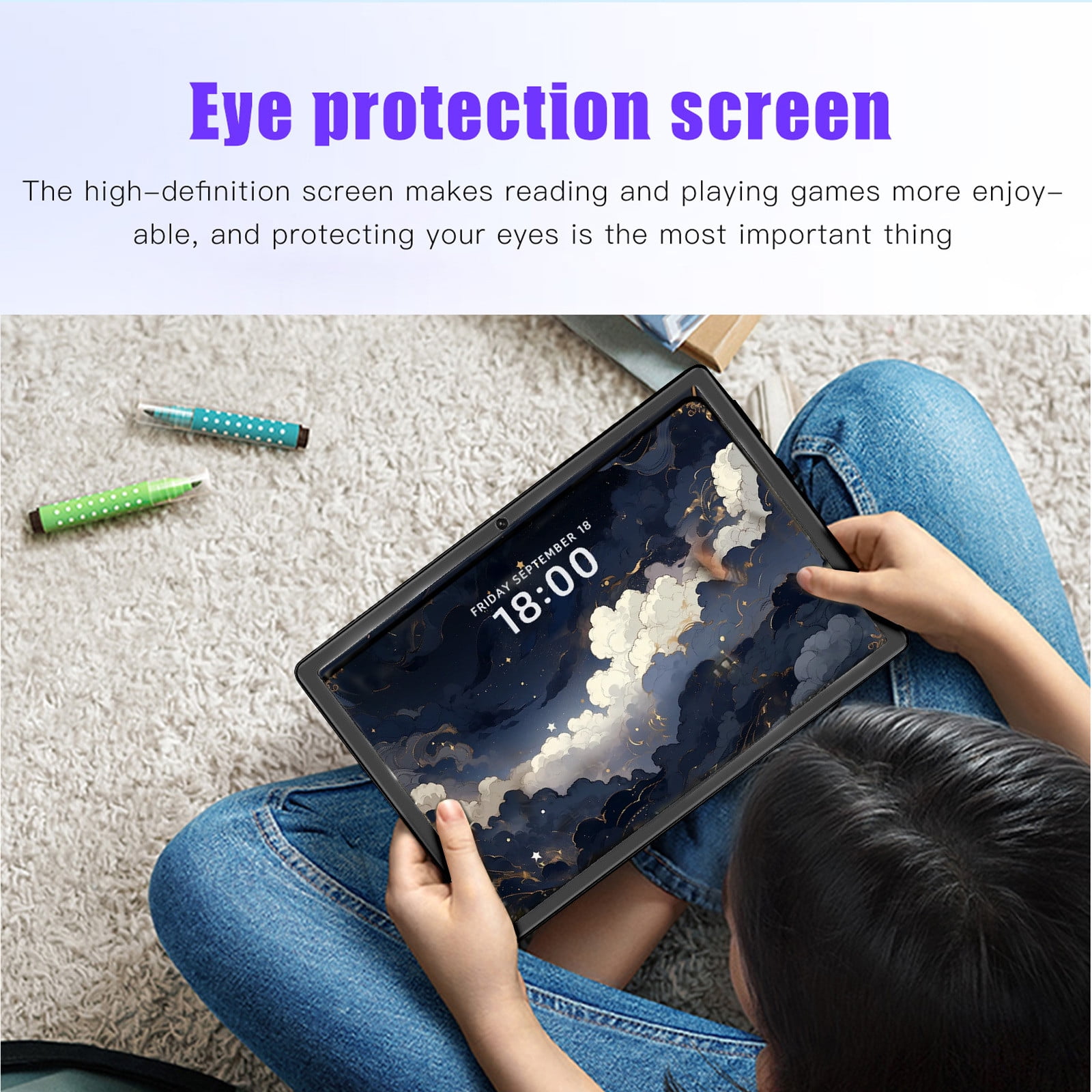 Skegnu HD 8-inch Tablets Android Version, WIFI Bluetooth Voice Call Learning Game Tablet, 2+16G/256G Eight Core Processor, Support SIM Card Communication Function Gift for Girls on Clearance