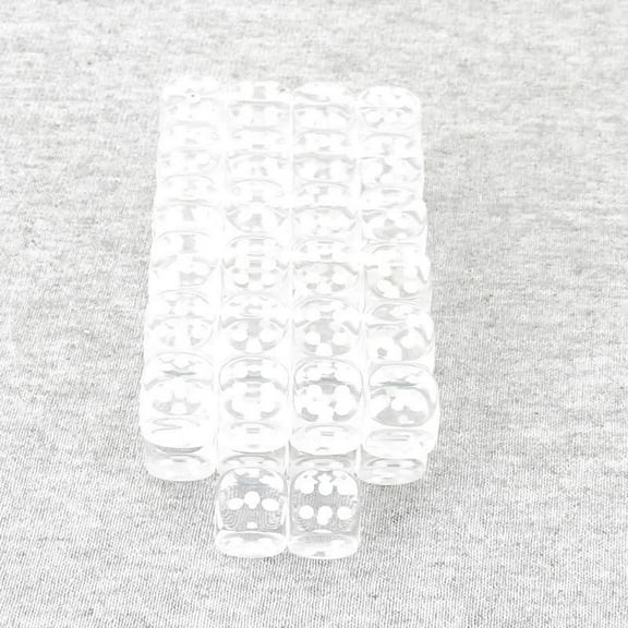 Clear Translucent Dice with White Pips D6 12mm (1/2in) Pack of 50 Wondertrail
