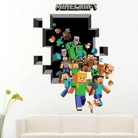 Large 3D Minecraft Wall Sticker 3D Vinyl Removable Wall Cling Decals Stickers-Room Decor