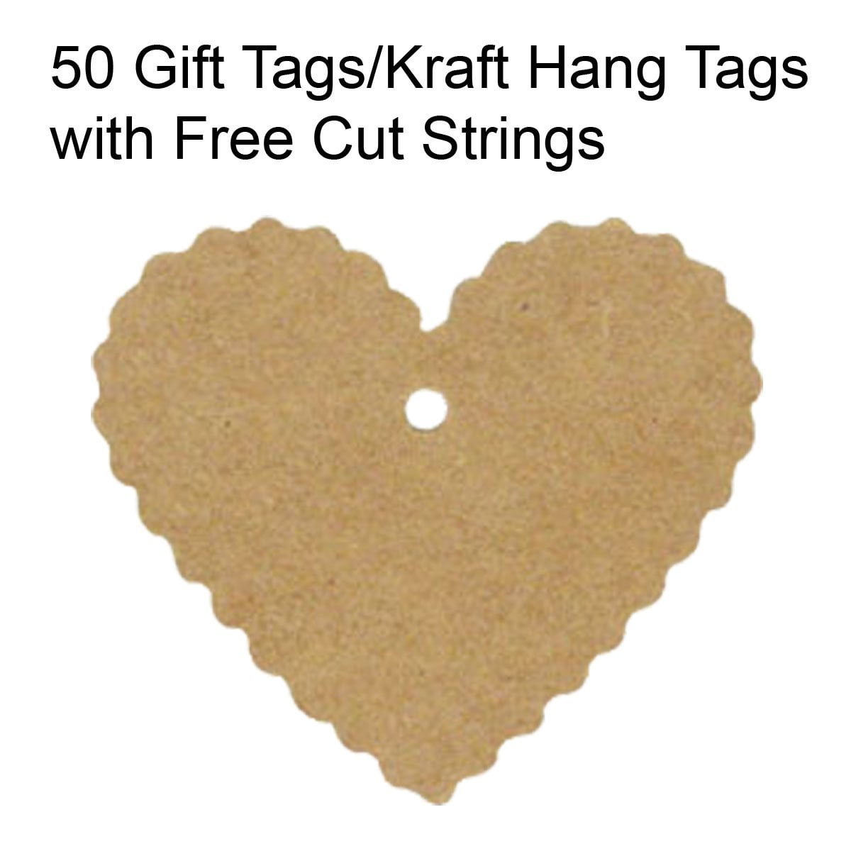 Wrapables® 50 Gift Tags/Kraft Hang Tags with Free Cut Strings for Gifts, Crafts & Price Tags - Heart
