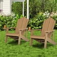 thumbnail image 3 of Topbuy 4PCS Adirondack Chair HIPS Chair w/Cup Holder Realistic Wood Grain Weather Resistant Outdoor Chair for 380 LBS Weight Capacity Teak, 3 of 10