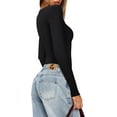 thumbnail image 3 of SMZ Women's Basic Lightweight Layering Sexy Slim Square Neck Long Sleeve Bodysuit Tops, 3 of 6