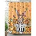 thumbnail image 2 of Fsddascl Thanksgiving Rabbit Shower Curtain Set - 72" x 78" Washable Bathtub Curtain with 12 Hooks, Orange Pumpkins Fall Leaves Flowers Waterproof Fabric Stall Shower Curtains for Bathroom/Bathtub, 2 of 6