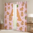 thumbnail image 2 of Manfei Cute Capybara Kitchen Curtains,Lovely Initial A Black Out Curtains Pack of 2 (42x63 Each),Pink Brown, 2 of 7