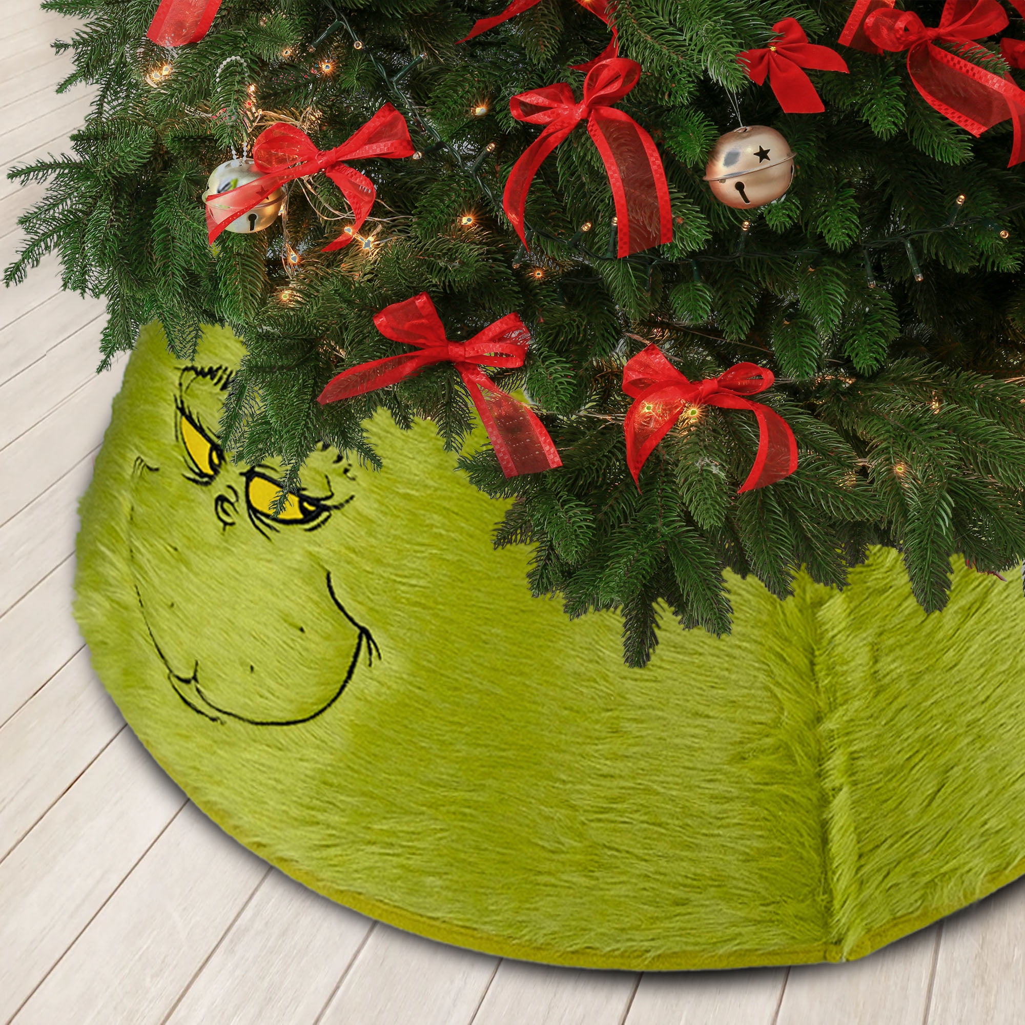Grinch Tree Collar – Green Character Face Holiday Accent