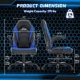 thumbnail image 4 of Computer Gaming Chair - PU Leather Ergonomic Lumbar Support with Flip-up Armrest and 360 °   Swivel Wheels, Height Adjustable Task Home Office Desk Video Racing, Blue, 4 of 6