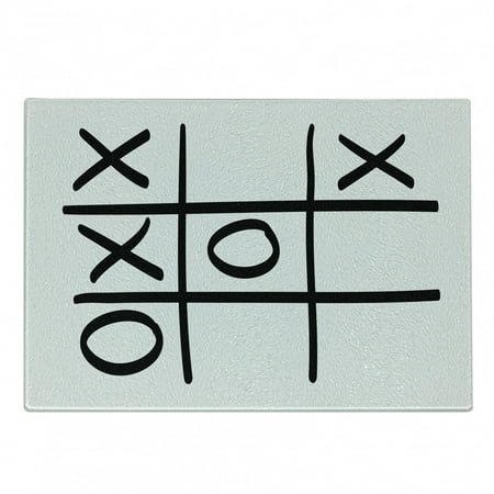 

Xo Cutting Board Tic Tac Toe Pattern Unfinished Game Hobby Theme Alphabet Minimalist Image Decorative Tempered Glass Cutting and Serving Board Small Size Black and White by Ambesonne