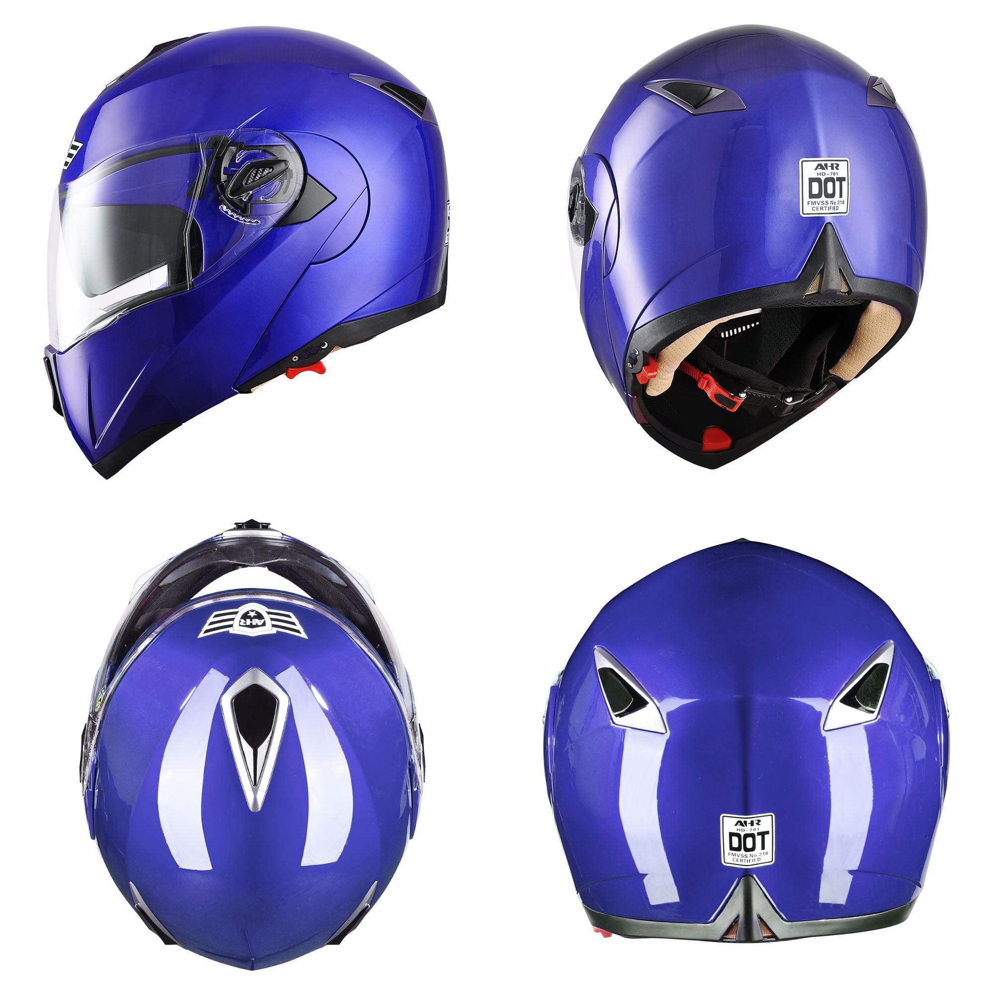 AHR Full Face Bluetooth Motorcycle Helmet DOT Dual Visor Bluetooth