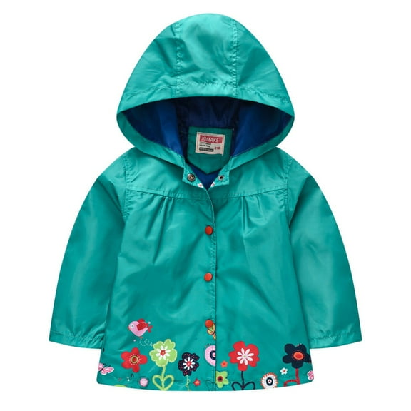 XBASW Toddler Baby Girls Lightweight Rain Jacket Kids Cartoon Waterproof Raincoat Zipper Hooded Outerwear for Spring Fall 18 M- 6 Years
