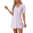 thumbnail image 4 of NOMADIC NOOK Women's 2 Pack Floral Sleepdress Soft V-Neck Short-Sleeve Loungewear Small 2 Packs Purple, 4 of 6