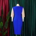 thumbnail image 5 of AURA Plus Size Color Block Pencil Midi Dress Crewneck Half Sleeve High Waist Bodycon Work Office Elegant Dress, 5 of 10