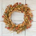 thumbnail image 2 of 22-23 inch Fall Wreath Berries Front Door Wreath Artificial Leaves Grain Wreath Harvest Wheat Ears Garland Autumn Wreath for Front Door Home Wall Party Fall Festival Decor, 2 of 6