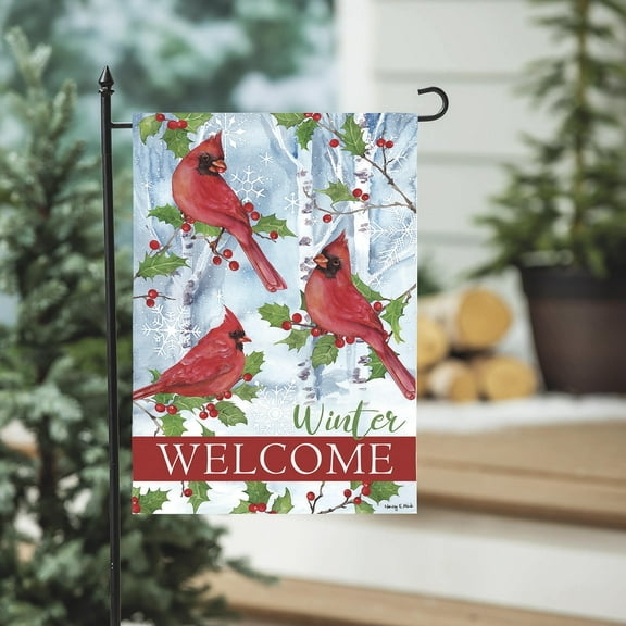 Evergreen Flag,Winter Visit Suede Garden Flag,12.5x0.02x18 Inches