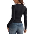 thumbnail image 4 of 2025 Nouveau T-Shirt Basique à Manches Longues Col en V Ajusté pour Femmes, 4 of 6