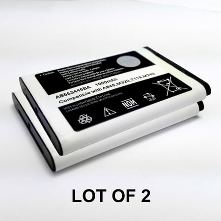 1021 Rugby - World Star™ Standard Replacement Battery AB553446BA (2PCs) 1000mAh - Samsung Rugby, Chrono 2, Contour 2, Entro in Non-Retail Package - USA Seller with 2-Year Limited Warranty