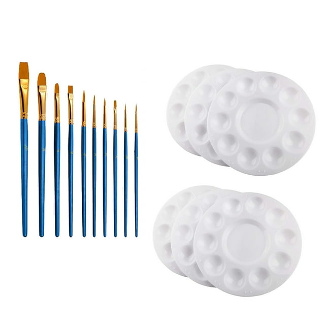 Plastic Paint Palettes Set, 6pcs, 10 Holes, Easy Clean, for Kids,Art Students,Painting Projects
