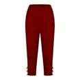 thumbnail image 7 of Capri Leggings for Women Summer Casual Elastic High Waisted Hollow out Hem Workout Yoga Cropped Capris Pants, 7 of 7
